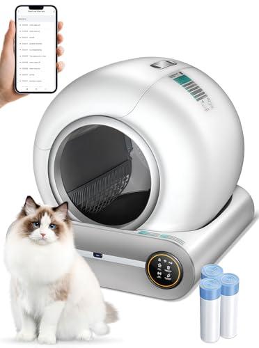 (2024) DuckSky Self Cleaning Cat Litter Box, Upgraded 65L+9L Extra Large Automatic Litter Box for Multiple Cats, Features Negative ion Sterilization and Deodorization, APP Control, Health Monitor