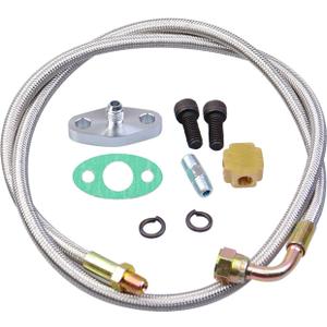 Turbo Oil Feed Line Kit Compatible with T3 T4 T60 T61 T70 1/8 PNT 90 Degree 41'' Universal Turbocharger 4AN Oil Feed Line