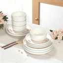 Plates and Bowls Sets, Dinnerware Sets for 4, 12 Pieces Scratch Resistant Dishware Dishes Set, Ceramic Kitchen Dinner Set, Porcelain & Microwave and Dishwasher Safe, Cream White