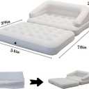 Inflatable Sofa Bed for Camping, Pool Float Couch Outdoor Flocked Mattress Bed with Armrest, Full Size