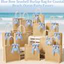 Locmeo 12 Pack Coastal Burlap Bags Last Toast on the Coast Jute Handbags with Blue Ribbon Seashell Tags Reusable Gift Bags for Summer Beach Ocean Bachelorette Party