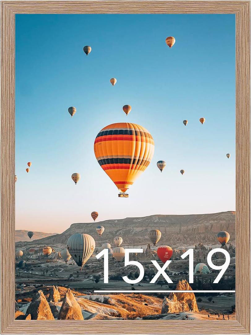 JCJMY 15x19 Picture Frame Rustic Brown for Poster Photo Picture, Horizontal and Vertical Formats for Wall Hanging, 15 x 19 Wall Gallery Poster Photo Frame for 15 by 19 Photos Posters, Rustic Brown