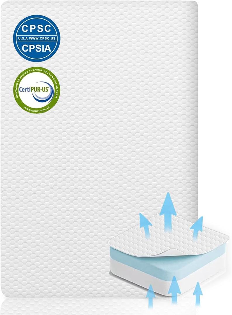 Lisara Mini Crib Mattress, 38" x 24" x 3'' Mattress for Baby and Toddlers, Dual Sided Gel Memory Foam Mattress with Waterproof, Removable and Breathable Ice Silk Cover