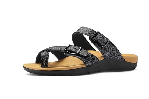 mysoft Women's Slide Sandals Adjustable Orthopedic Flip Flops Arch Support Comfortable Walking Summer Shoes US 10