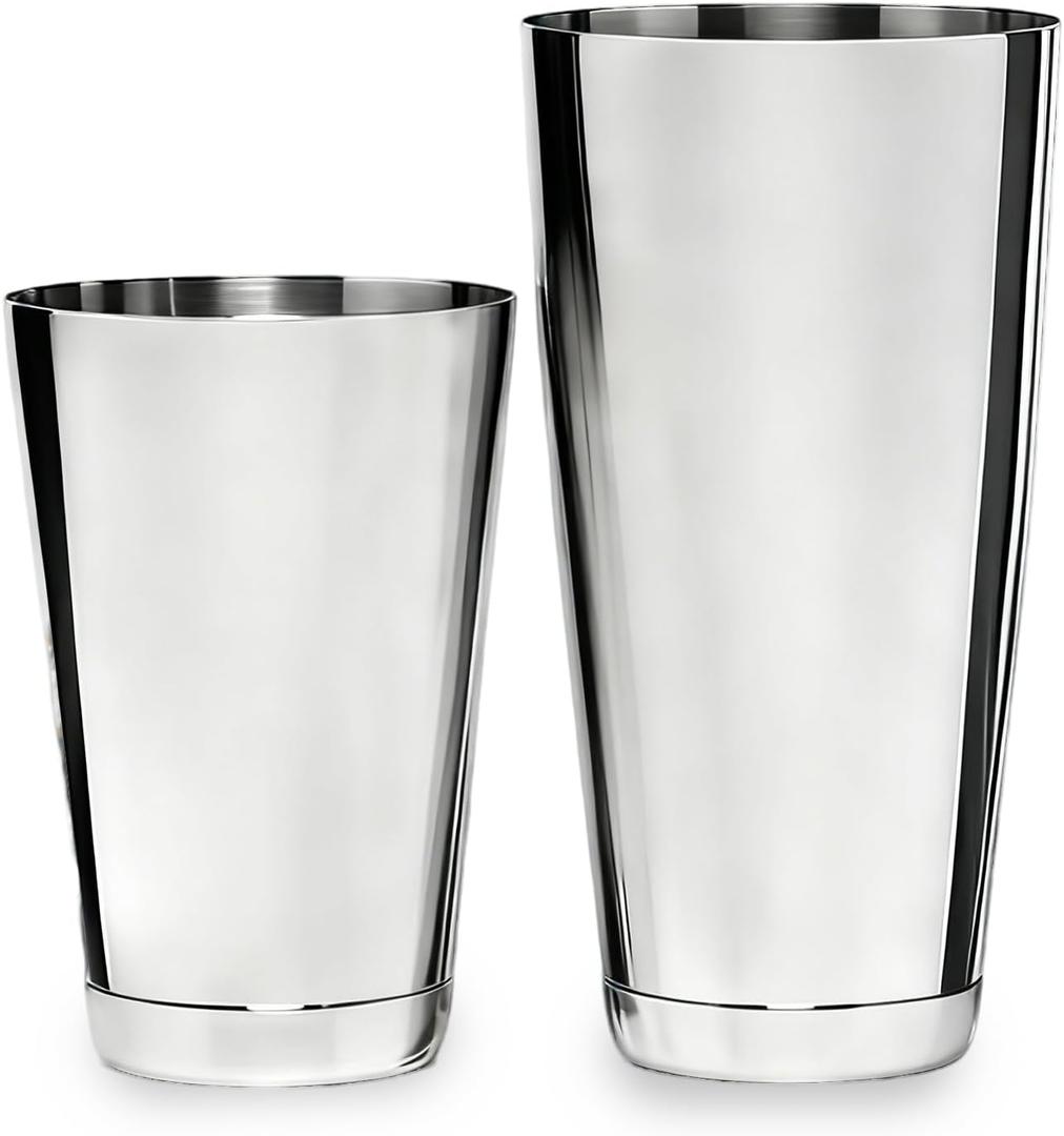 Boston Cocktail Shaker, 18oz & 28oz 2-Piece Tins, Professional Bar Shaker for Bartending, Cocktail Shakers, Essential Bar Tools for Mixing DrinksSliver (Silver)