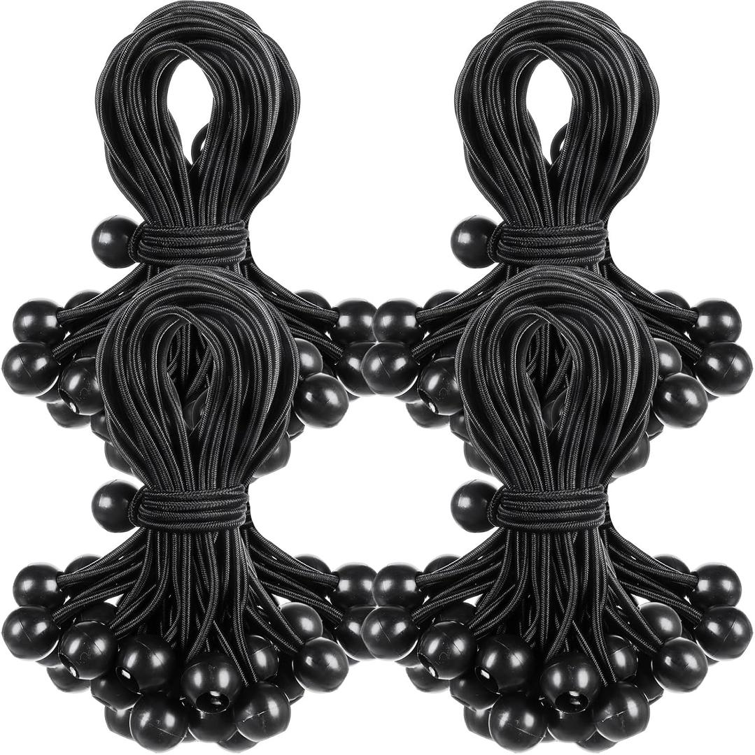 100 Pcs 6 Inch Ball Bungee Cords Tarp Tie Downs Bungee Cords with Balls Heavy Duty Outdoor Tarp Straps for Canopy Shelter Camping Cargo Tent Poles UV Resistant