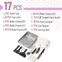 Bates- 9 Inch Paint Roller Kit, 17 pcs, Plastic Paint Tray, Clear Disposable Tray Liners, 4" & 9" Roller Frame, Roller Covers 4" & 9", Angle Brush, Plastic Scrappers, Can Opener and Stirring Rod