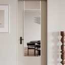 DMWOODFL 48"x14" Rounded Rectangle Over The Door Mirror - Full Length Tempered Glass & Aluminum Frame, No Drill Installation for Bedroom, Bathroom, Closet, Entryway (Silver White)