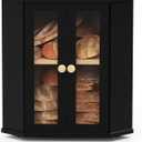 Corner Bread Box for Kitchen Countertop, Large Wood Bread Storage Container Breadbox for Homemade Bread, Kitchen Counter Bread Bin for Utensil Cans Snacks Storage (Black)