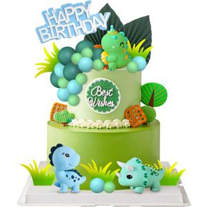 26 PCS Dinosaur Cake Toppers Cute Dinosaur Cake Decorations with Balls for Birthday Party Boy Girl Baby Shower Dinosaur Theme Party