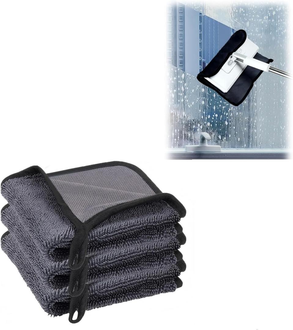 Shiny Towel Wipes Cleaning Cloths 3pcs Replacement Microfiber Towel for Disposable Dust Mop, Super Absorbent Shiny Shower Wipes Cleaning Cloths for Window Bathroom Car Mirror (3pcs Squeegee Refill)