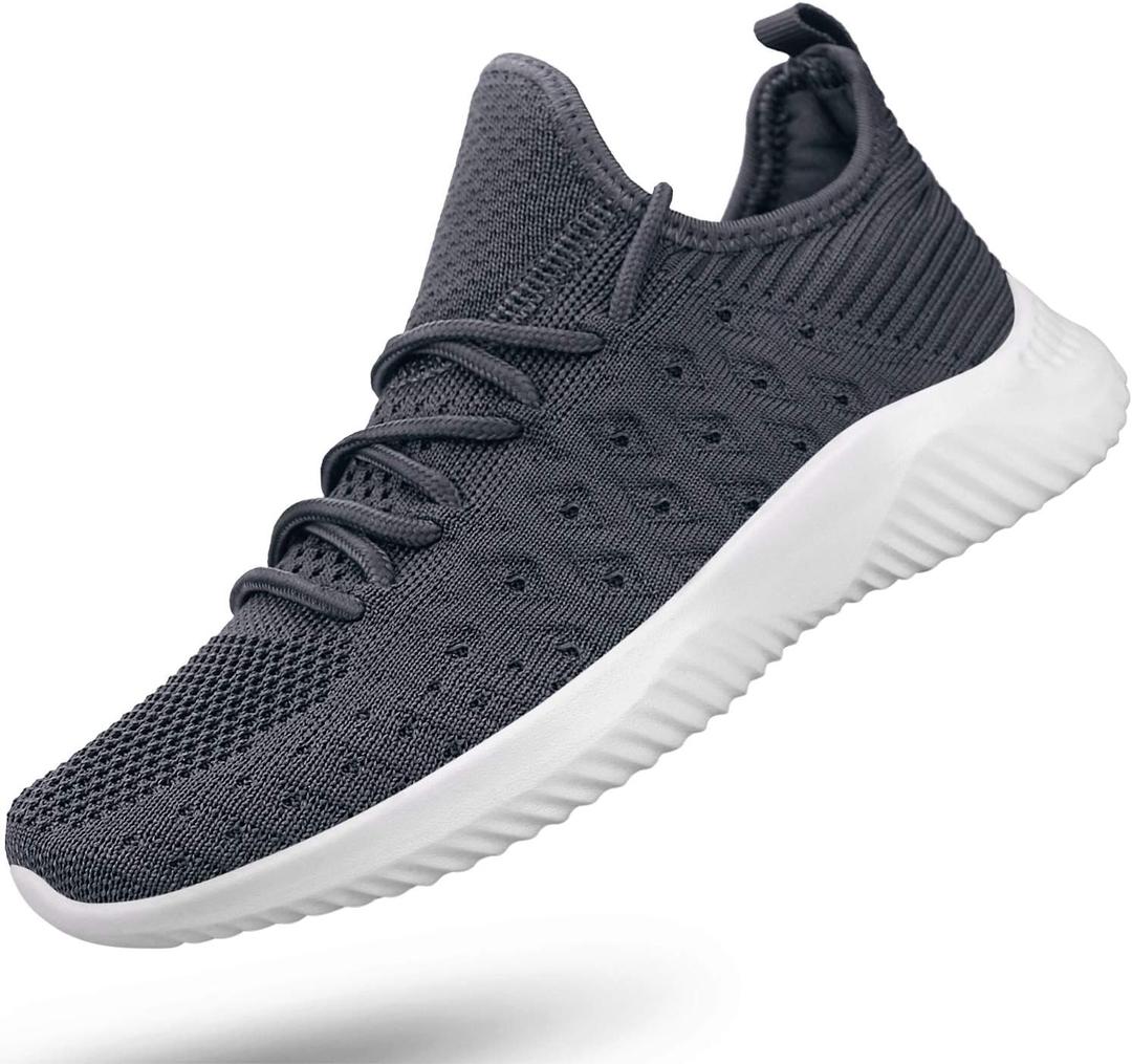 Feethit Womens Slip On Walking Shoes Non Slip Running Shoes Breathable Workout Shoes Lightweight Gym Sneakers (8, Dark Grey)