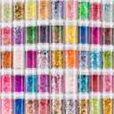 Holographic Chunky and Fine Glitter Mix, 45 Colors Festival Sequins & Powder, Iridescent Flakes, Cosmetic Face Body Eye Hair Nail Art Resin Tumbler Loose Glitter