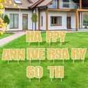 8PCS 60th Anniversary Yard Sign Decorations White Gold Happy 60th Wedding Lawn Garden Yard Sign with Stakes for Married Women Men 60 Years Anniversary Wedding Decor Outdoor Party Supplies