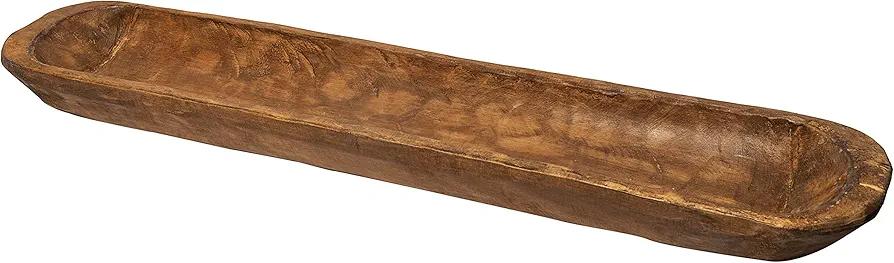 Decorative Wooden Dough Bowl Decor Approx 30 Inch, Hand Carved Rustic Wood Long Dough Bowl, Large Carved Dough Bowl, Long Wooden Bowl, Bread Shaped Bowl Wooden Large Dough Bowl Centerpiece Made in USA