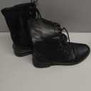 ABSOLEX Womens Lace up Round Toe Low Heel Combat Boots