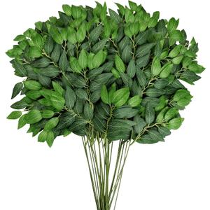 48 PCS Artificial Italian Ruscus Greenery - Fake Silk Green Leaf Stems for DIY Wedding Arrangements Garland Arch Bouquet Table Centerpieces Fireplace Hearth Decorations
