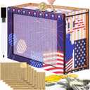 3 PAck $10000 Cash Vault Wooden Savings Box,Wooden Savings Box with Money Target & Numbers,Patriotic Cash Saver Box, Reusable Coin Counter Piggy Bank 10K