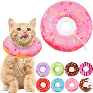 Cat Cone Collar Soft, Cat Recovery Collar for Wound Healing Cute Donut Adjustable Kitten Cones to Stop Licking Comfortable Lightweight Neck Elizabethan Collars for Kittens After Surgery (Small, Donut Pink)