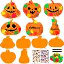 Aiofaervy 35 Pieces Halloween Foam Pumpkin Craft Kits,Foam Pumpkin with Fall Maple Leaves Rhinestone Stickers DIY Pumpkin Stickers for Halloween Thanksgiving Art Crafts Decorations