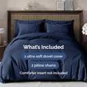 Duvet Cover Queen Size Set - Extra Soft Queen Duvet Cover 90" x 90" with 2 Pillow Shams - Hotel Luxury, Easy Care & Fade Free w/Zipper Closures & Ties - All Season, Comfy and Breathable (Navy Blue)