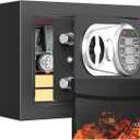 Goldenkey Small Kids Safe with Fireproof Bag, Digital Mini Safes with Keys&Code for Money, Safe Box for Personal Items for Home, 6.69"D x 9.05"W x 6.69"H