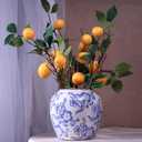 Blue and White Ceramic Vase, Vintage Porcelain Vase with Crackle Glaze, Farmhouse Rustic Oriental Decorative Centerpiece for Living Room, Dining Table, Entryway, and Bookshelf (Classic Belly)