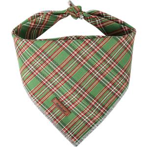 Christmas Dog Bandanas Boy Girl Green Lattice Cotton Washable Dog Scarf Adjustable Pet Bib Scarves for Small Medium Large Dogs S