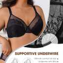 Minimizer Bras for Women Lifting Full Coverage Underwire Lace Bras Plus Size Unlined Breathable Bra for Heavy Breast (Black, 36I)