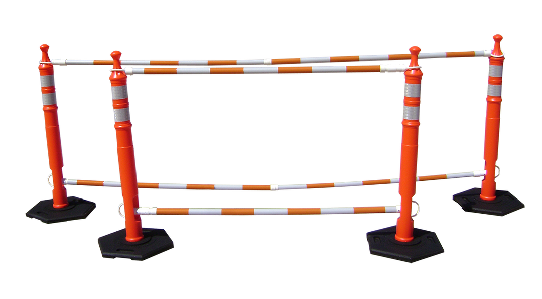 Cone Bar, 6' - 10' Adjustable White w/ Orange & White Engineer Grade Reflective Sheeting