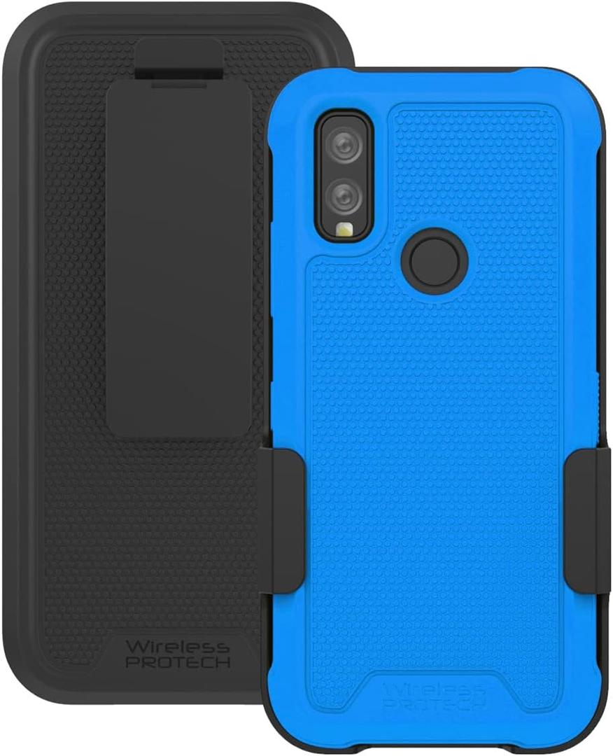 Case with Clip Compatible with Kyocera DuraSport Phone Model C6930. Heavy Duty Rotating Belt Clip Holster and Rugged Flexible TPU Case Combo (Royal Blue)