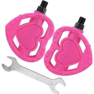 WEEROCK Kid Bike Pedal 1/2" Child Pink Pedals for 12 14 16 20 Inch One-Piece Crank Girls Bike Youth Bicycles, Pink