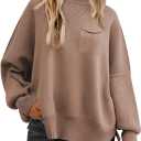 Women's Oversized Sweaters 2025 Crewneck Long Sleeve Batwing Pullover Tops (Large, Nutmeg)