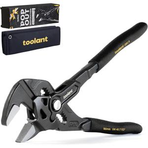 toolant 7-Inch Black Gold Adjustable Plier Wrench, CR-V Steel Smooth Parallel Jaws with Pouch  Suitable for Nuts, Pipes, Plumbing, Auto & Repairs, Suitable Gift for DIYers