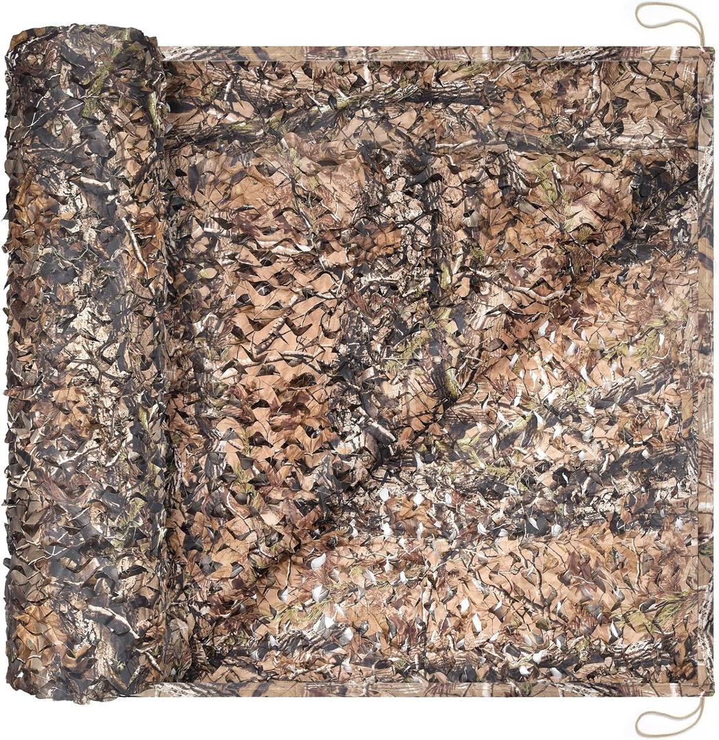 Camohute Camo Netting Camouflage Netting with Mesh Backing Military Camo Nets Sunshade Fence Tarp Net Lightweight Great for Duck Hunting Blind Shooting Photography (6.5ft*10ft, Tree Camo Bionic)