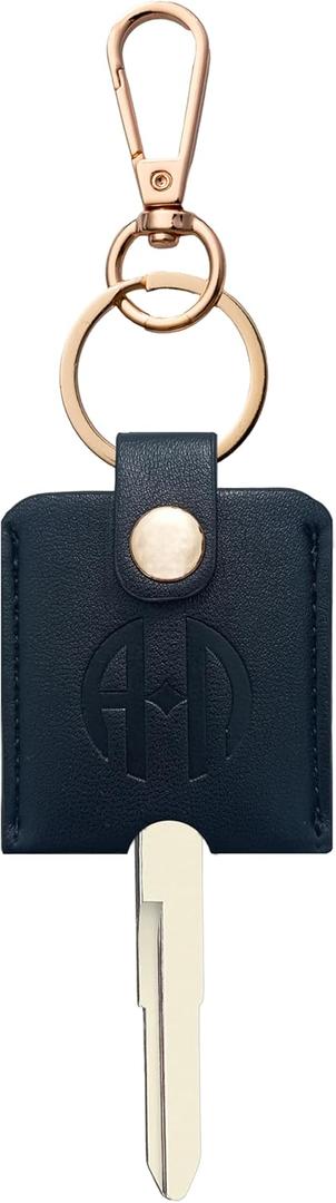 Leather Keys Sleeve for Broken Car Key Loop Replacement - Cute Keychain Cover - Protector, Holder for Men & Women (Large-black03)