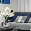 Oairse Artificial White Phalaenopsis Orchid Flower Arrangements 20.8" Faux Orchid Flower in Silver Pot Orchid Centerpiece for Dining Room Table