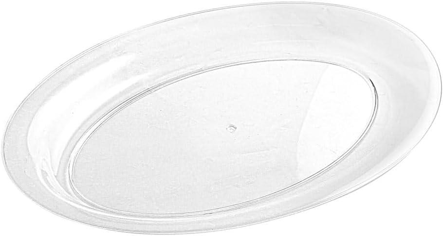 Oval Serving Tray - Clear, Plastic, Case Pack of 24 - Buffets, Catering, Parties, Everyday Use, One Size