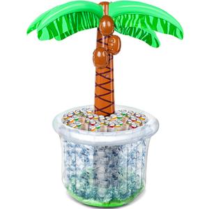 JOYIN 60" Inflatable Palm Tree Cooler, Beach Theme Decor, Pool Party Decorations, Luau Hawaiian Birthday Party Supplies, Ocean Jungle Tropical Themed Summer Outdoor Drink Cooler (Transparent)
