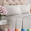 Queen Size 4 Piece Sheet Set - Comfy Breathable & Cooling Bed Sheets Set - Hotel Luxury Bedding for Women, Men, Kids, Teens, Boys & Girls - Deep Pockets, Soft, Wrinkle Free - Oeko-Tex - French Grey