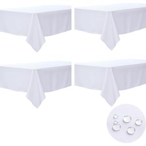 BYDOLL Table Cloth White 60x84 Inch Tablecloth 4 Pack for 6 Foot Rectangle Tables Outdoor Washable Wrinkle Free and Spillproof Polyester Tablecloth for Festival Wedding Party Cover