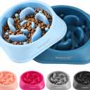 MateeyLife Slow Feeder Dog Bowls 2PCS, Anti-Choking Puzzle Dog Food Bowls, Anti-Slip Interactive Feeding Slow Down Eating, Bloat Stop Maze Dishes for All Breeds Pets (Medium, A-LightBlue&DarkBlue)