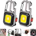 MAKDAK Cob Keychain Work Light - 2PC EDC Keychain Flashlight Rechargeable, Super Bright Flashlight for Car Repair, Emergency(Silver)