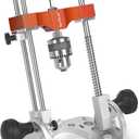 SpeTool Portable Drill Guide with Liner Ball Bearings Guide Poles, 1/2 Chuck Portable Drill Press Adapter for Hand Drill Adjustable from 0-60, Multi Angle Drill Guide for Straight Holes Woodworking