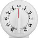 Kitchen Timer Manual, 60 Minutes Round Shape Timer Cooking Ring Mechanical Counter Alarm Clock Wind Up Timers Home Egg Baking Steaming Visual Countdown Teacher Exercising Meeting White