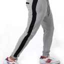 Men's Athletic Sweatpants Workout Tapered Joggers Running Gym Pants with Pockets (Gray, L)