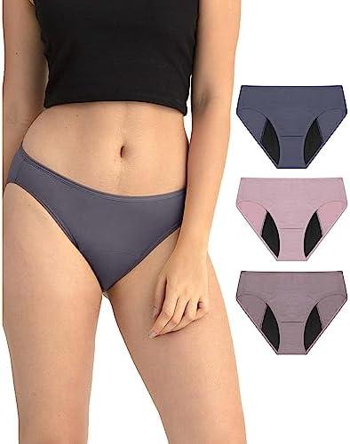 Neione Period Underwear Menstrual Panties High-Cut Cheeky Bikini Briefs Women Girls, Medium
