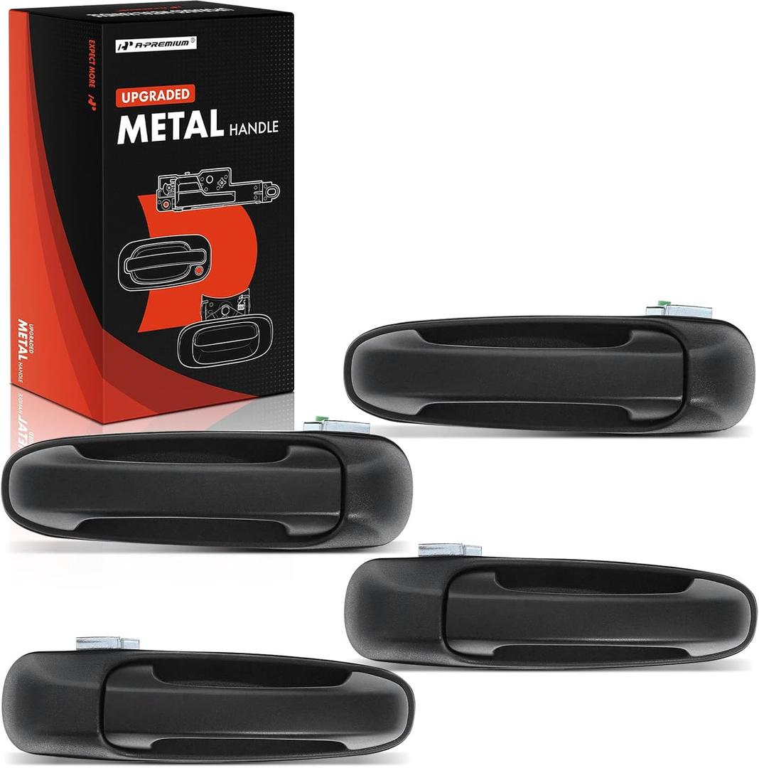A-Premium Upgraded Metal Exterior Door Handles Compatible with Dodge Ram 1500 2002-2009, Ram 2500 3500 2003-2009, Dakota & Ram Dakota & Mitsubishi Raider, Textured Black, 4-PC Set, Front and Rear Side