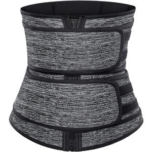 Sweat Waist Trainer for Women Two Belts, Neoprene Workout Corset Waist Trainer Cincher Trimmer Shaper Zipper (3X-Large, Gray)