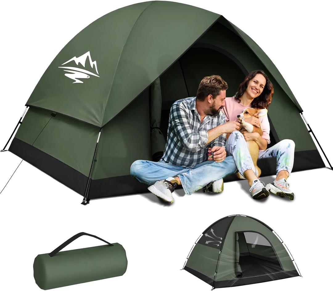 Tents for Camping 2/3 Person with Rainfly - Camping Tent Waterproof Windproof Easy Setup, Portable Double Layer Outdoor Dome Tent, Backpacking Tents for Adventure Backyard Hiking